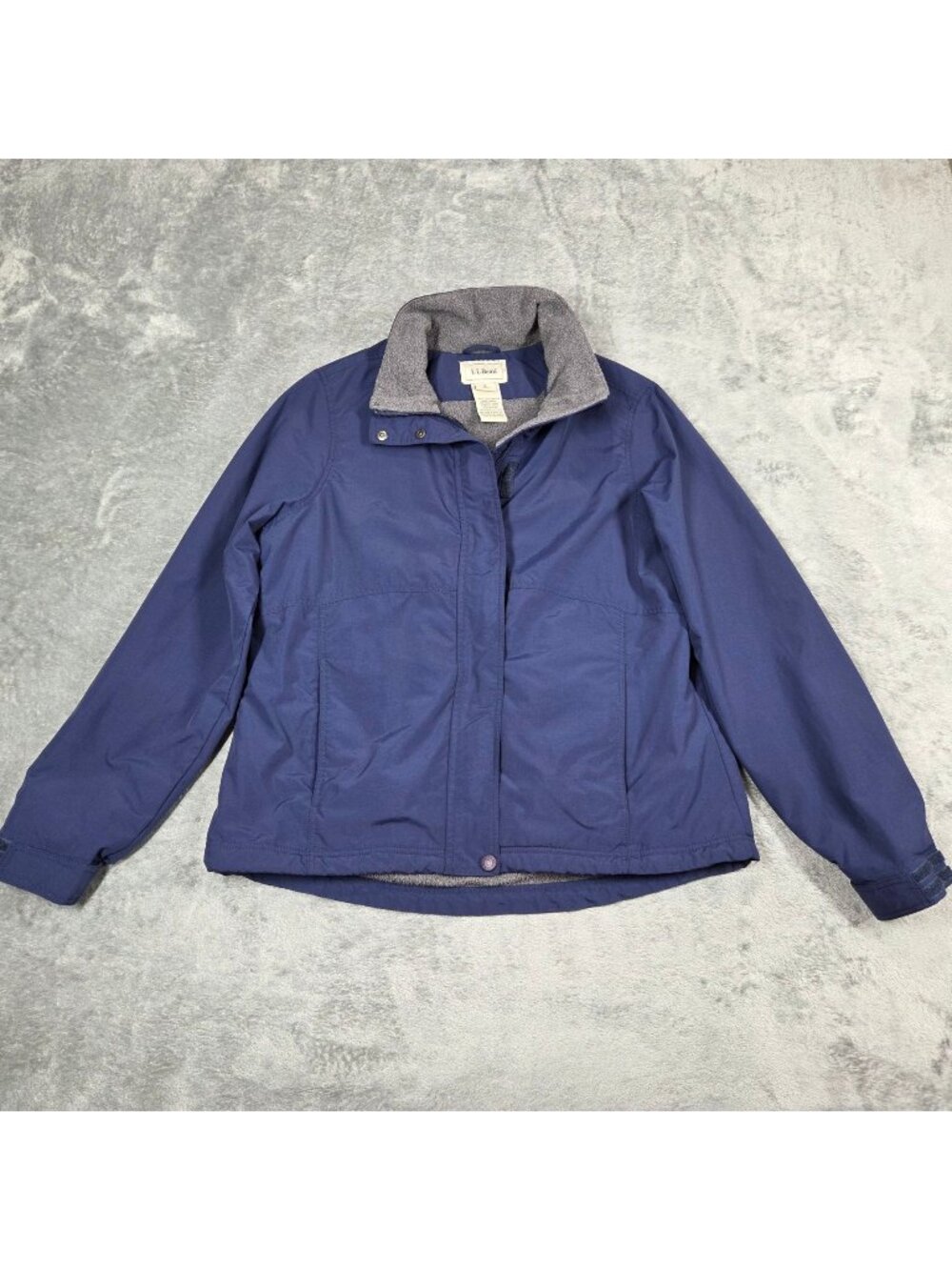 LL Bean Jacket Womens Small Navy Blue Fleece Lined Hiking Windbreaker